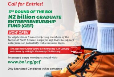 Apply: BOI Graduate Entrepreneurship Fund (GEF) Programme 2018 for NYSC Members